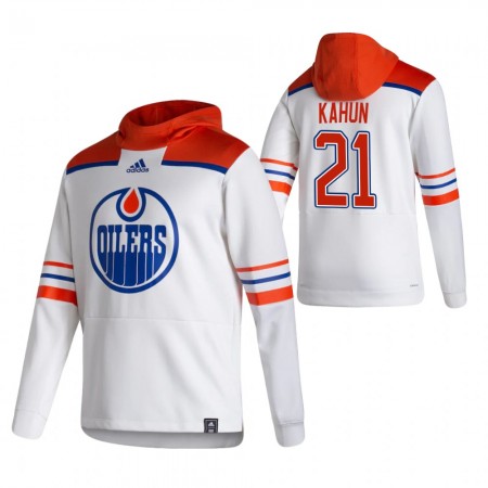 Pánské Edmonton Oilers Dominik Kahun 21 2020-21 Reverse Retro Pullover Mikiny Hooded